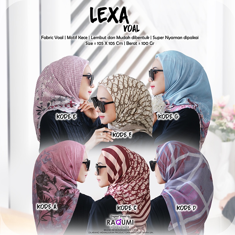 ( HIJAB SEGIEMPAT) LEXA VOAL BY RAQUMI HIJAB | JILBAB SEGIEMPAT MOTIF