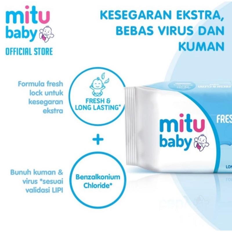Mitu Baby Wipes 50s Beli 1 Gratis 1/Tisu Basah Ganti Popok Bayi/Tisu Basah Bayi
