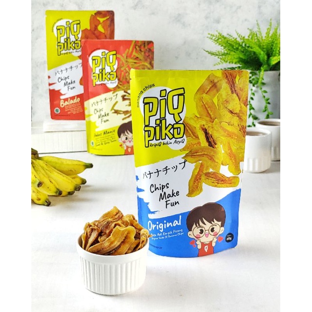 

Piqpiko Banana chips / keripik Pisang original / Balado pedas / pedas manis / cemilan enak gurih