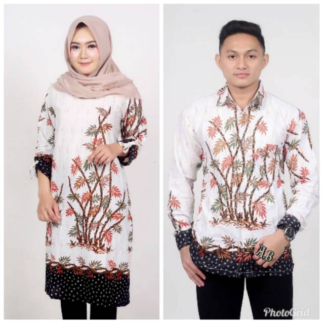 Tunik kemeja seragam kantor putih bambu abstral