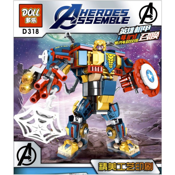 Brick Lego Robot Marvel Ironman Thanos Spiderman Capt. America set 4