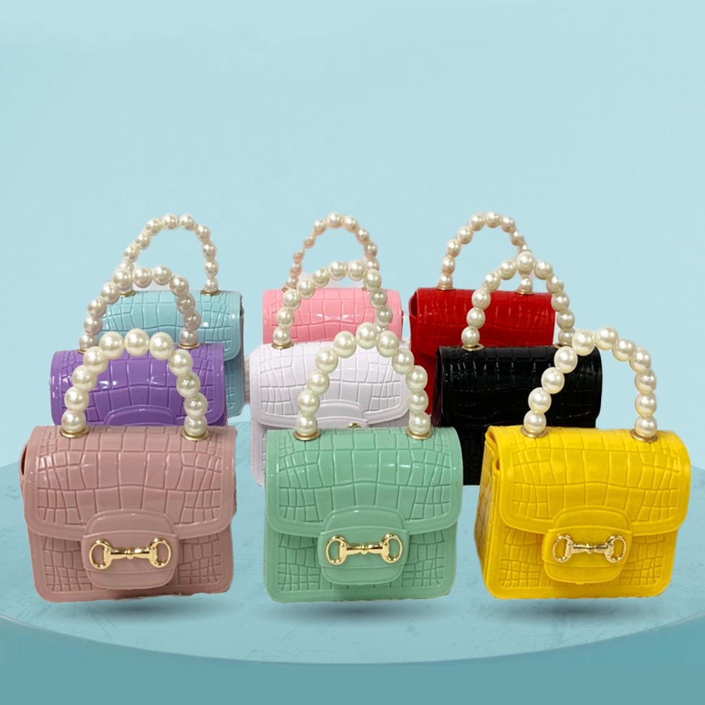 OSM JKT T5158 Tas Jelly Mutiara Motif Kulit Buaya Fashion Korea / Tas Selempang Hand Bag Wanita