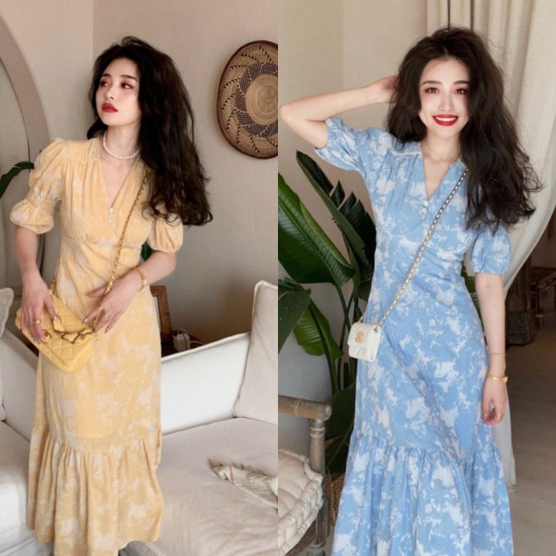 dress import korean / dress bunga flower floral garden / maxi dres korea bangkok maxy vintage impor