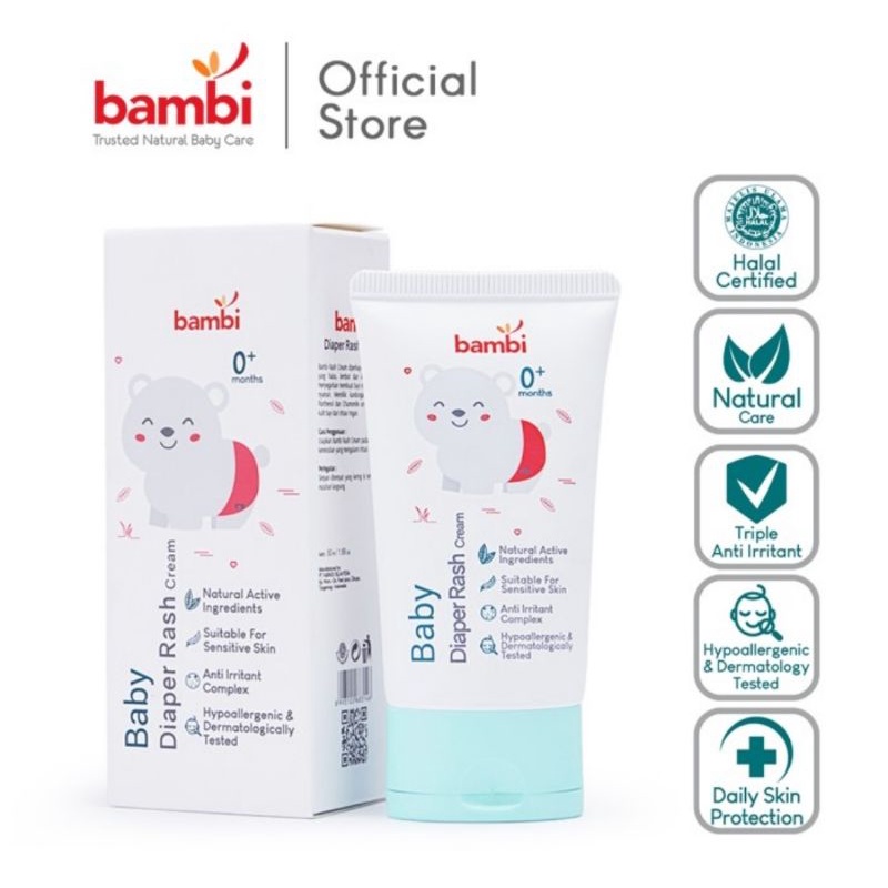 Bambi Baby Diaper Rash Cream 50 ml - Krim Ruam Popok Bayi