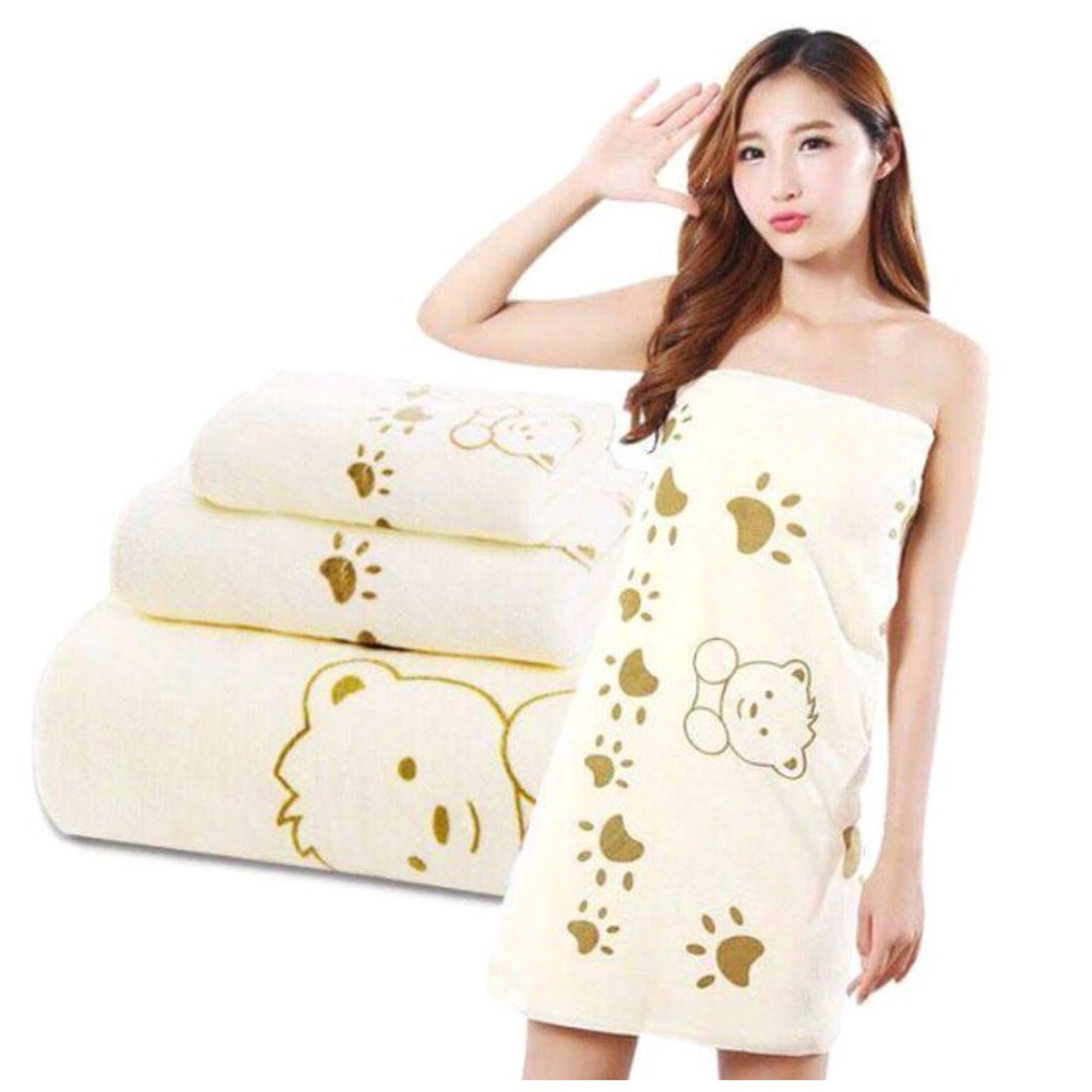 Topprice Handuk Mandi Wanita Wearable Bath Towel 3 In 1 Set Handuk Mandi Karakter Impor Murah H02