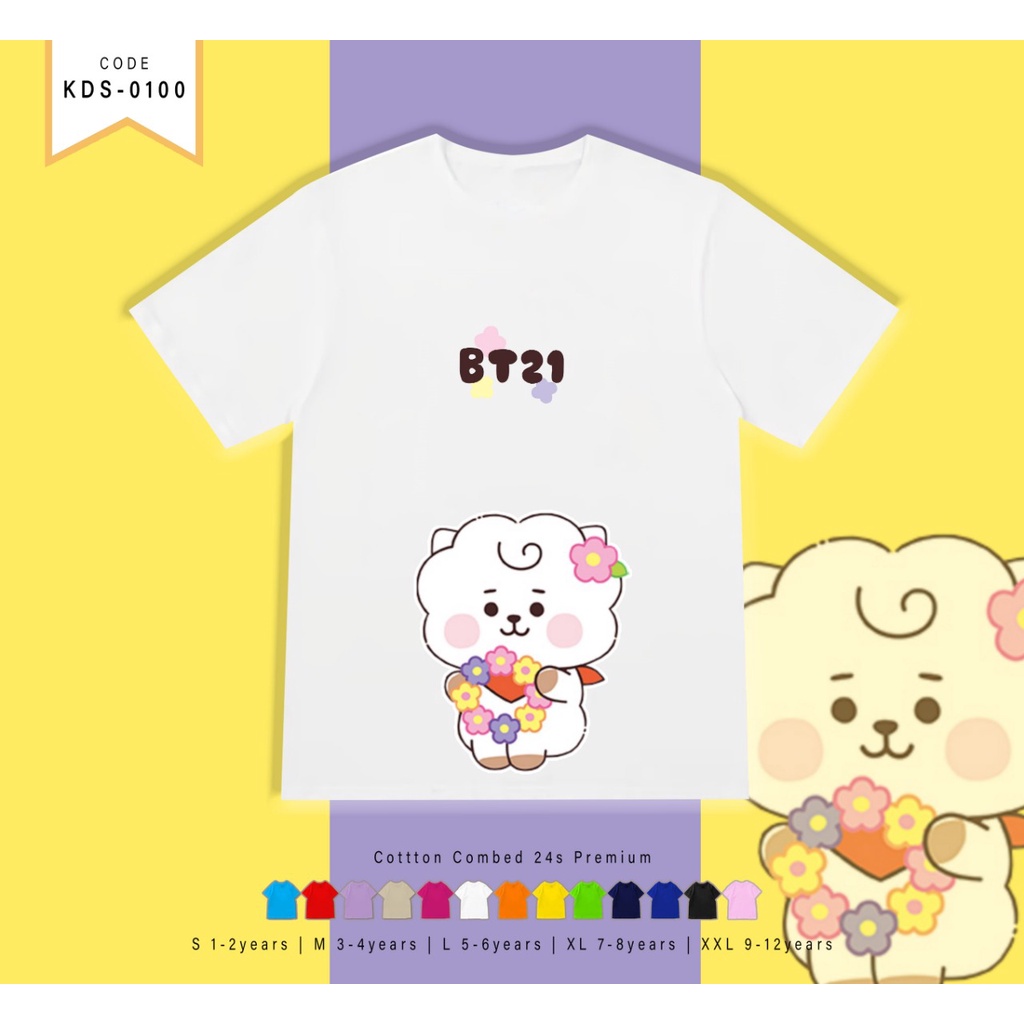 T-SHIRT KIDS / KAOS ANAK-ANAK BERGAMBAR BT211 FLOWER / CUSTOM TEE / MURAH /ARMY INDO