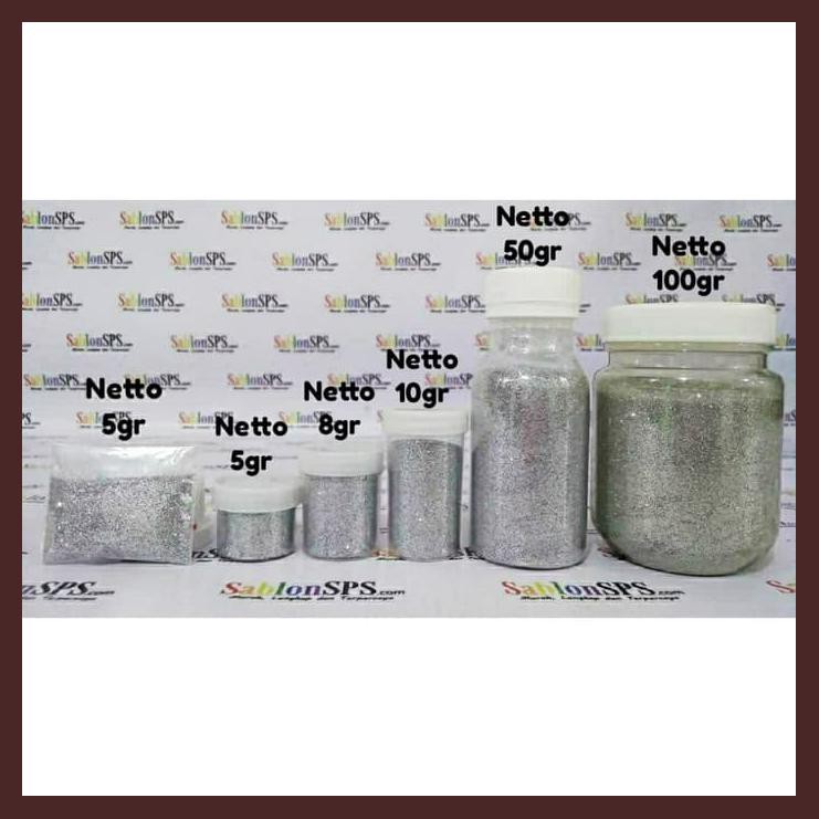 

BUBUK GLITER PERAK / SILVER GLITTER POWDER 100GR BOTOL