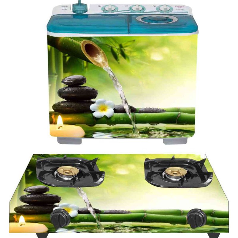 stiker kompor gas yang dua tungku dan mesin cuci