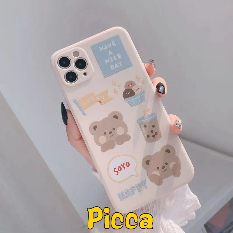 Soft Case Bahan Silikon Tpu Desain Beruang Pepsi Putih Susu Teh Antik Untuk IPhone 7 8 Plus 11 12 13 Pro MAX XR X XS MAX 6 6S Plus SE 2020