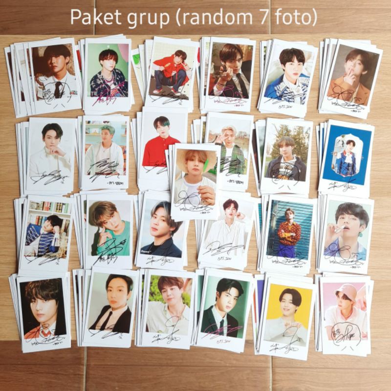 Paket isi 7 foto Polaroid BTS ttd tanda tangan BTS ...