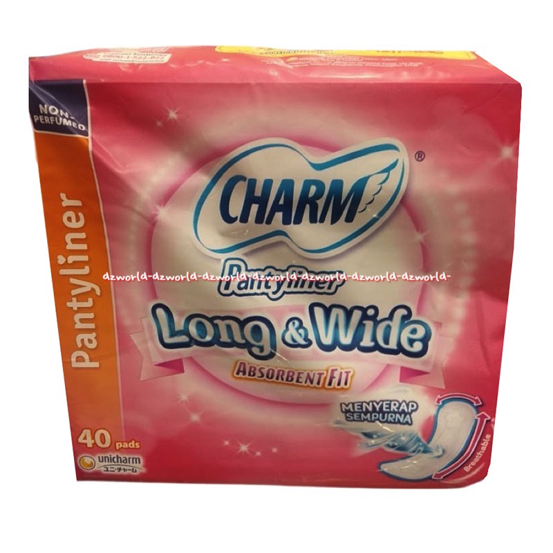 Charm Long And Wide Extra Dry Isi 40Pads Pembalut Wanita Anti Bocor Anti Kerut Cham Charms 40pcs Charm long