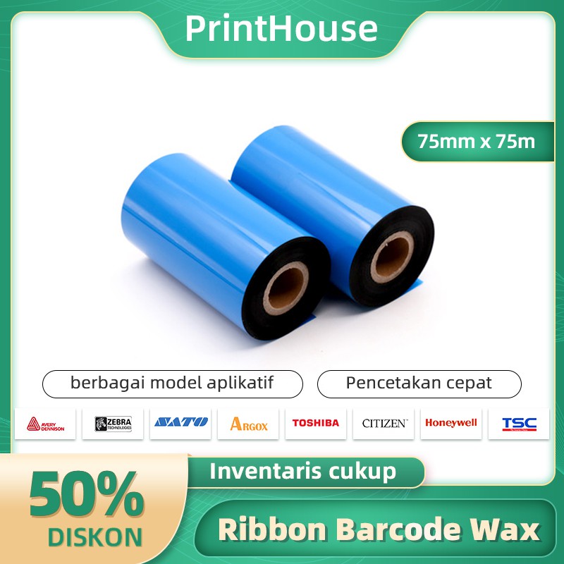 

75x75 Premium Ribbon Wax (Face Out) Barcode Ribbon Wax Printer ZEBRA-SATO-ARGOX-TEC-INTERMEC dll