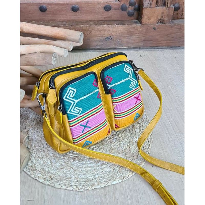 TAS SELEMPANG TENUN | TAS ETNIK WANITA TENUN BUNA KOMBINASI KULIT ASLI 337