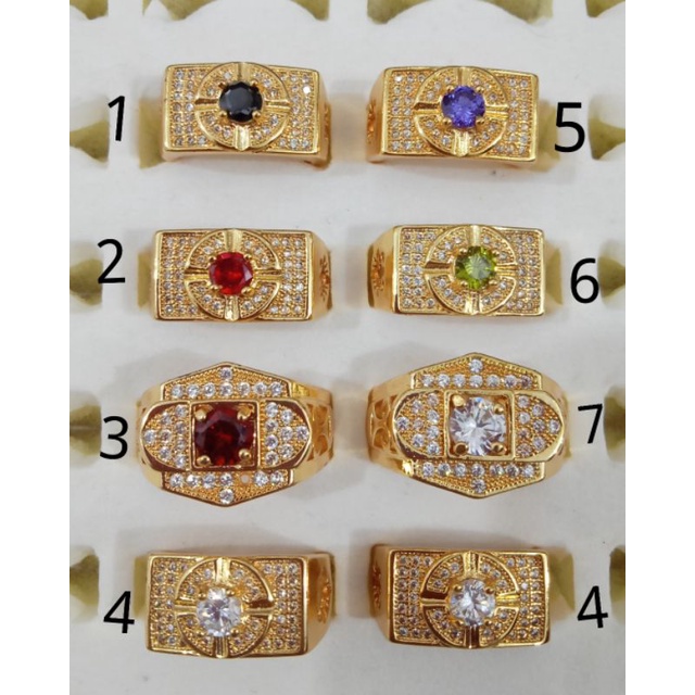 P-5550.Cincin xuping pria berlapis emas dengan mata zircon.