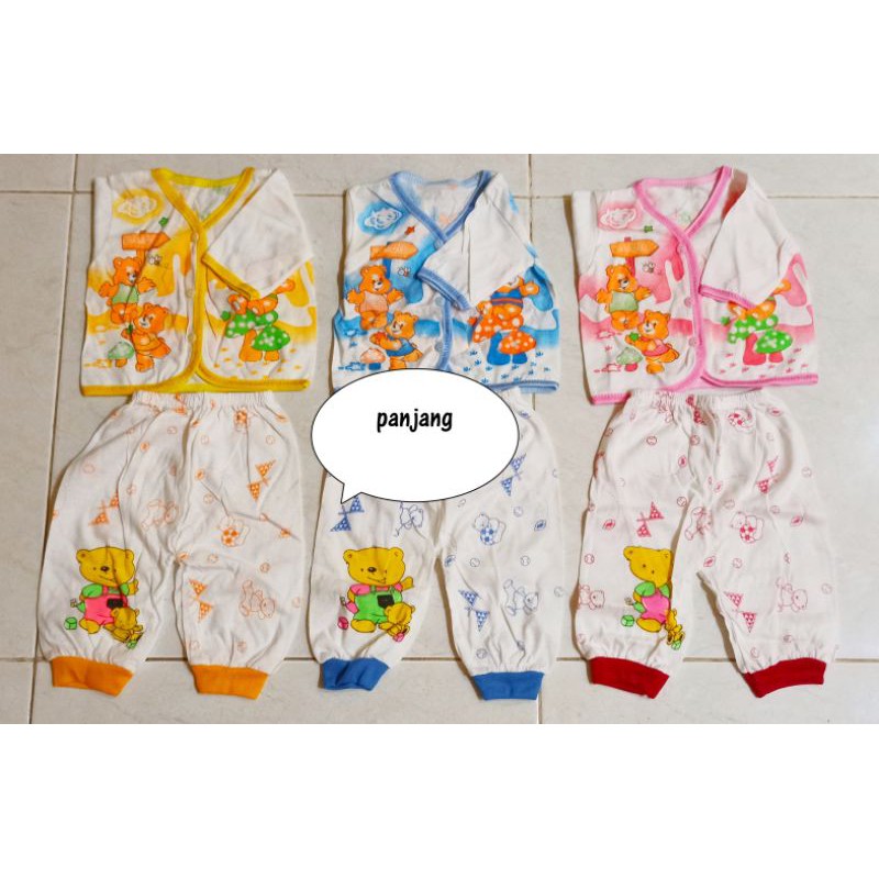 3 pc Setelan Paket baju bayi dan celana bayi isi 6 pcs (3 celana + 3 baju) bahan katun
