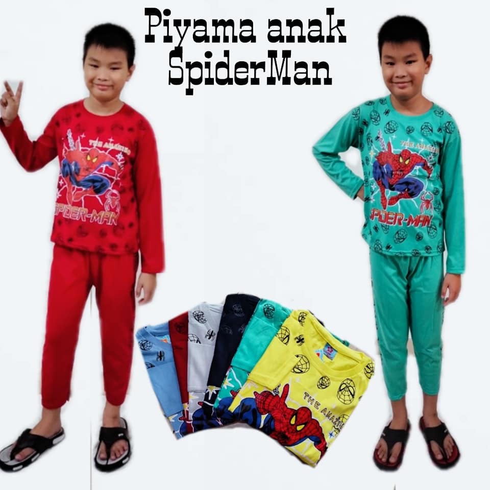 Piyama Anak Spiderman - Baju Tidur Anak Cowok - Stelan Muslim Anak - BAJU TIDUR ANAK - BAJU TIDUR AN