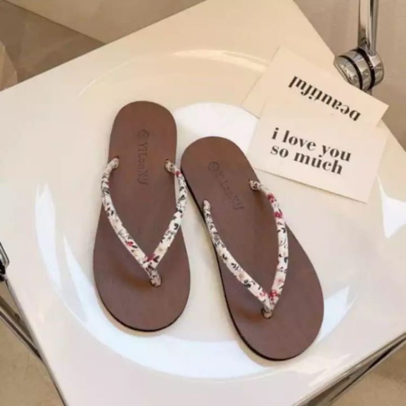 SANDAL JEPIT WANITA TALI MOTIF