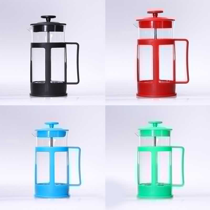 Duolvqi French Press Coffee Maker Pot Bean Pattern 600ml 350 ml - KG73I - Black Hitam Plunger