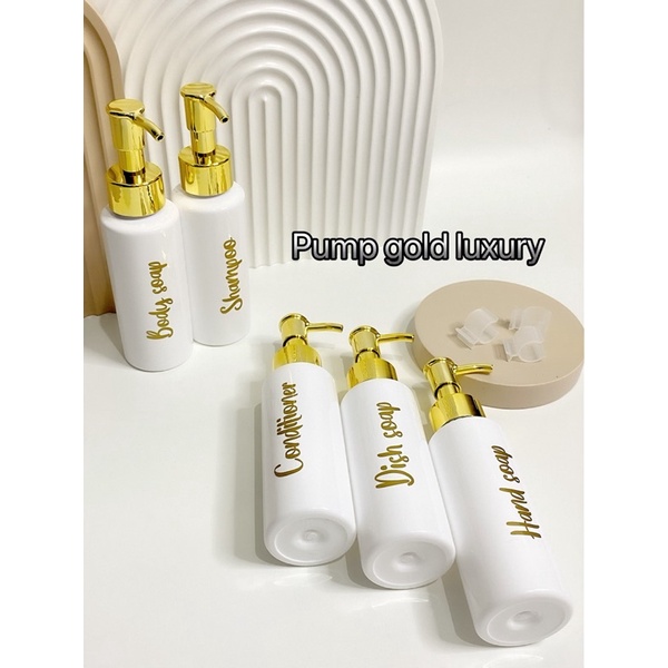 botol 100ml TRAVEL SIZE PUTIH  EXCLUSIVE GOLD KECIL . aesthetic bottle minimalist refill organizer tempat sabun cair pump estetik