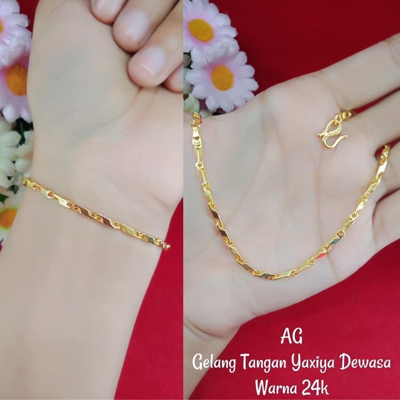 Gelang padi balok warna 24k