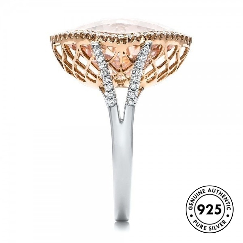 Cincin Kristal Bahan S925 Silver Warna Rose Gold