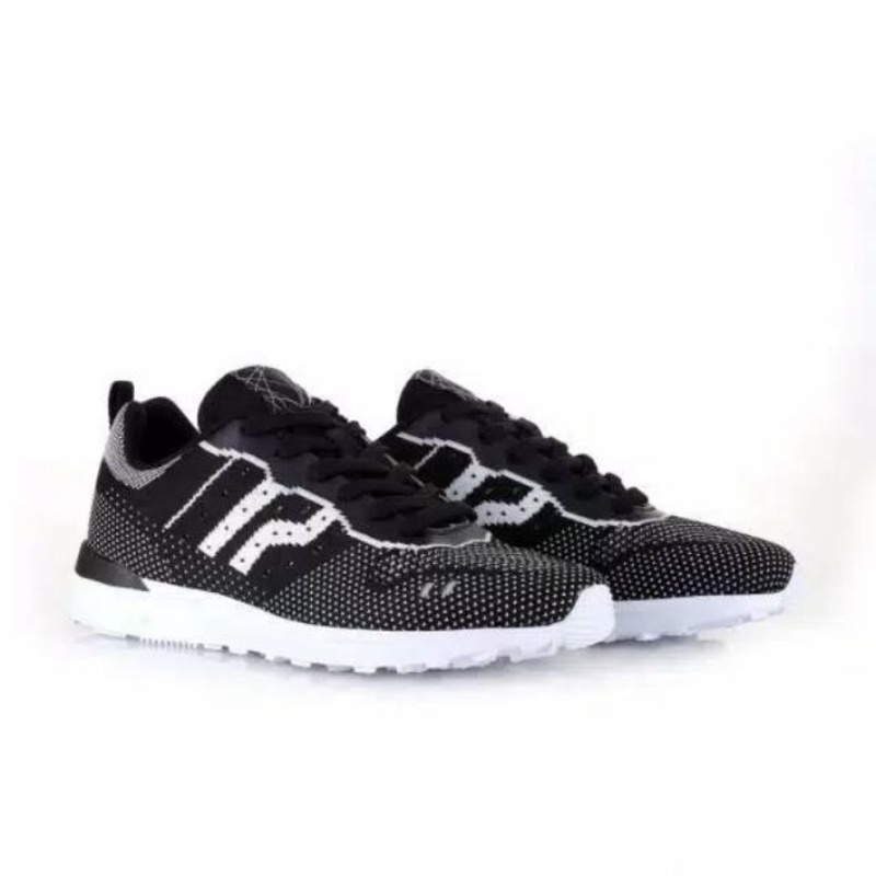 Sepatu Sneakers - Piero - Jogger Knit Black White - FX