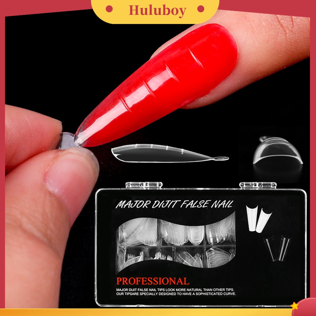 Huluboy Huluboy♡ 500pcs / Box Kuku Palsu Extension Bentuk Hati Transparan Seamless Untuk Manicure