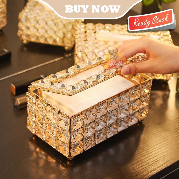 LUXURY Tempat kotak tisu Emas model DIAMOND Tissue Box metal base