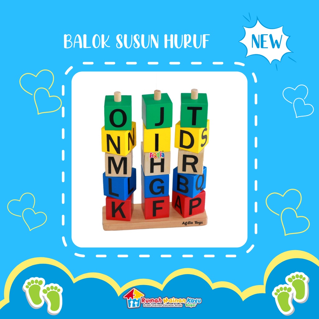 Mainan Balok Susun Abjad Mainan Edukasi Mainan Anak Mainan Kayu Montessori