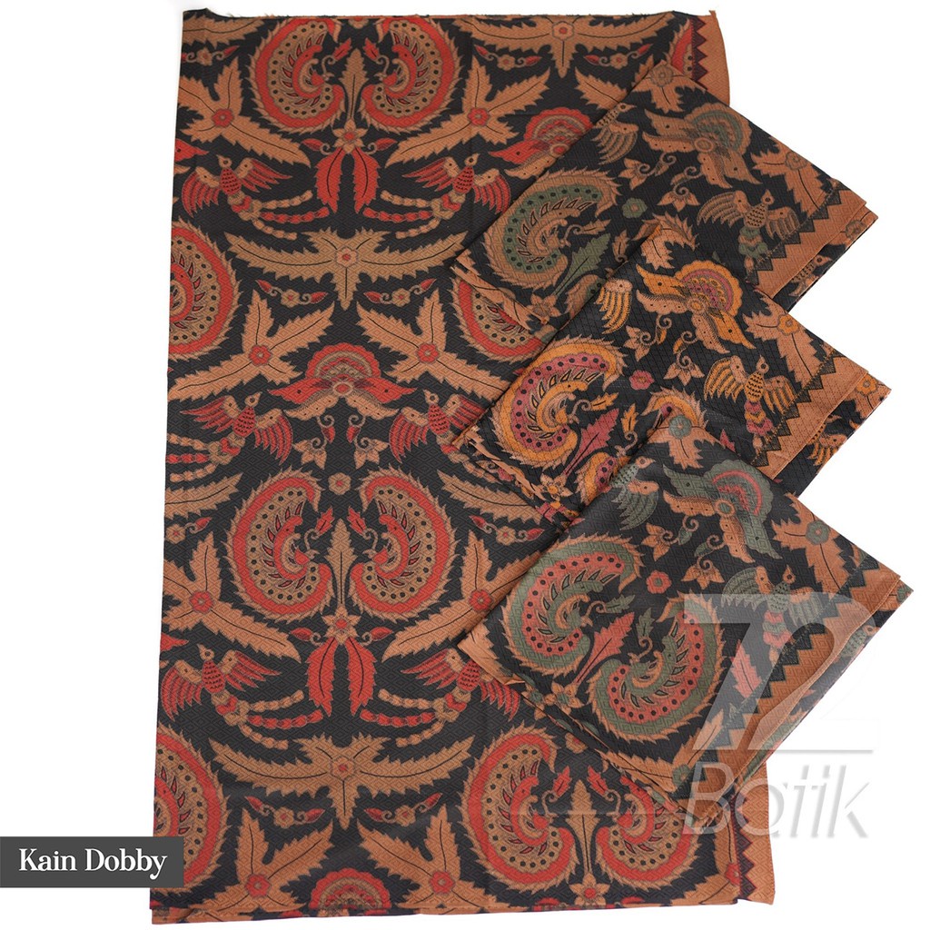 KAIN BATIK PREMIUM Bahan Dobby Dobi Dobbi Dolbi Motif Burung Warna Hijau Orange Hitam 728987 CAP 72 - Jarik Jarit Samping Kebat Panjang Batik Dobby Modern Premium Bahan Seragam Batik Pernikahan Kantor Keluarga Murah Kamen Jadi Batik Bali Lembaran