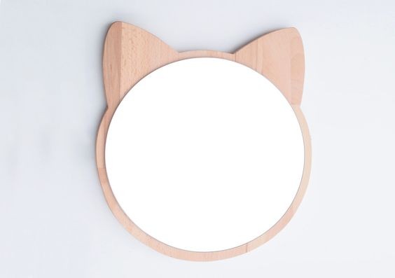 Dekorasi Cermin Cat Kucing Akrilik Kayu Mirror Dinding Kids Baby Room