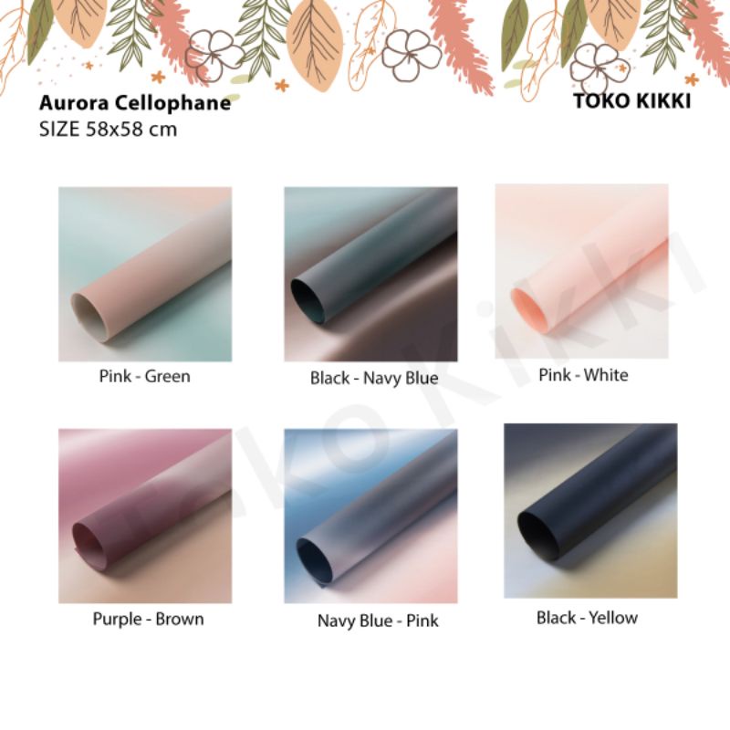 

20 pcs Aurora Flower Wrapping Cellophane / Kertas Bungkus Bunga / Kertas Bunga Florist