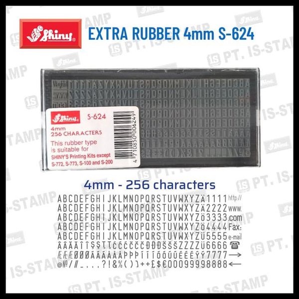 

S-624 Karet Stampel 4 mm 256 characters