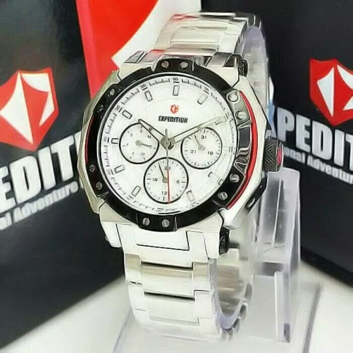 JAM TANGAN WANITA EXPEDITION E 6385 SILVER WHITE ORIGINAL GARANSI RESMI 1 TAHUN