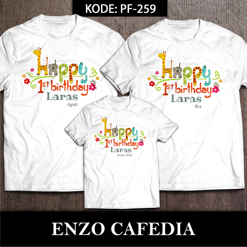 Jual Baju Kaos Ulang Tahun Baju Couple Keluarga Desain Motif Zoo Pf 259 Bisa Ganti Tulisan Shopee Indonesia