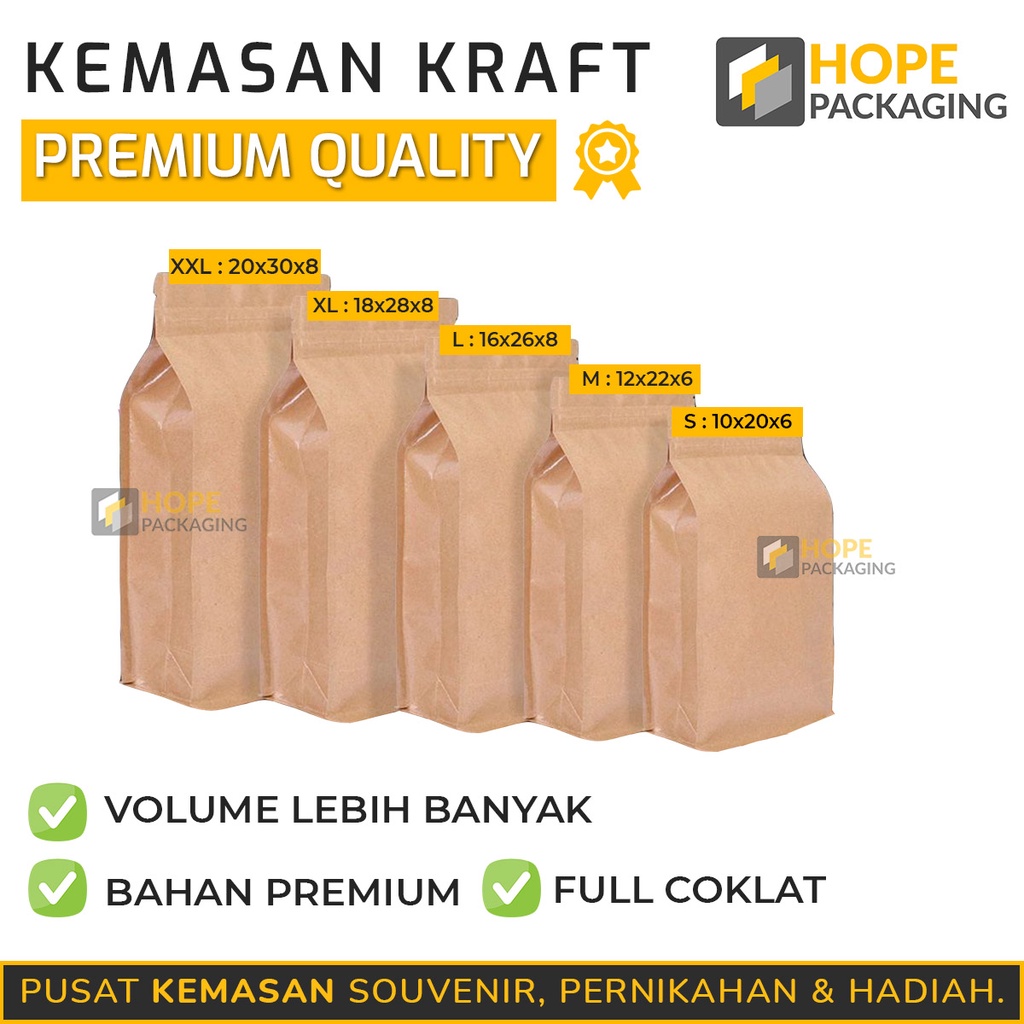 Standing Pouch Kraft Paper Coklat/ Ziplock Delkochoice/ Kemasan Snack Plastik Kopi Per Satuan