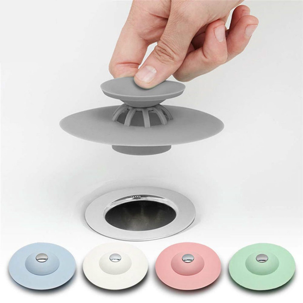 Bathroom Silicone Drain Plug Filter Pressing Bouncing Closed Drains Cover Strainer Floor Filter