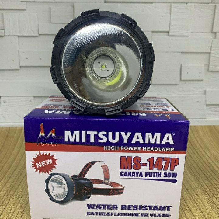 senter kepala led charger mitsuyama ms-147P cahaya putih 50W Original