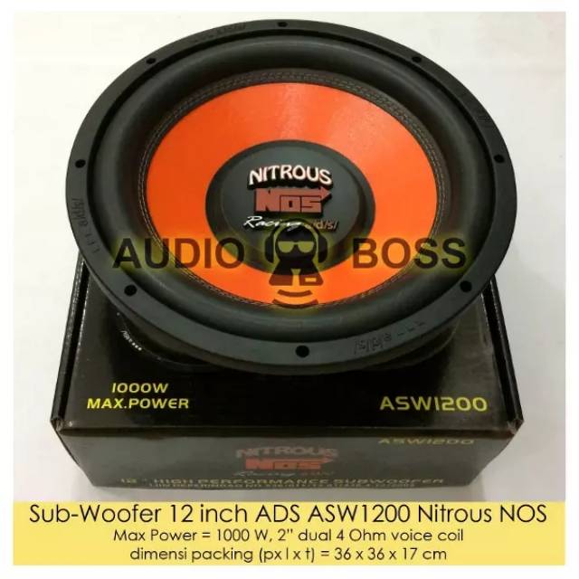 Speaker Subwoofer 12 inch ADS ASW1200 NITROUS NOS 12inch ADS nitrous nos ASW 1200 12"