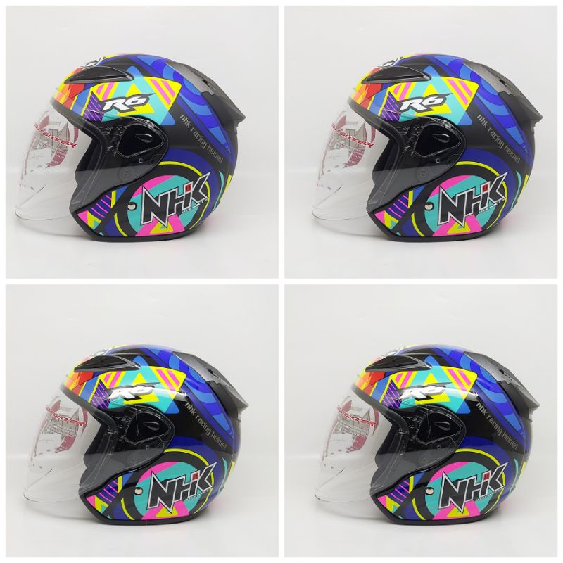 Helm Half Face| Nhk R6 Pigment Black Blue Dop