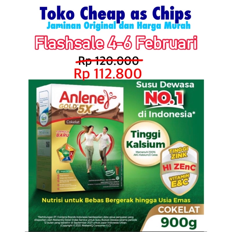 Anlene  Gold 5x Coklat / Cokelat 900 gram formula baru dengan ZI Zenc dwn Vit.E&C, susu tinggi kalsi