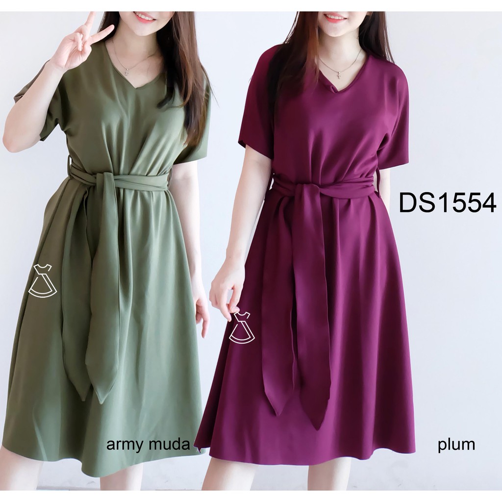 DS1554 - DRESS BASIC SCUBA DRESS POLOS WANITA CASUAL MODERN MURAH