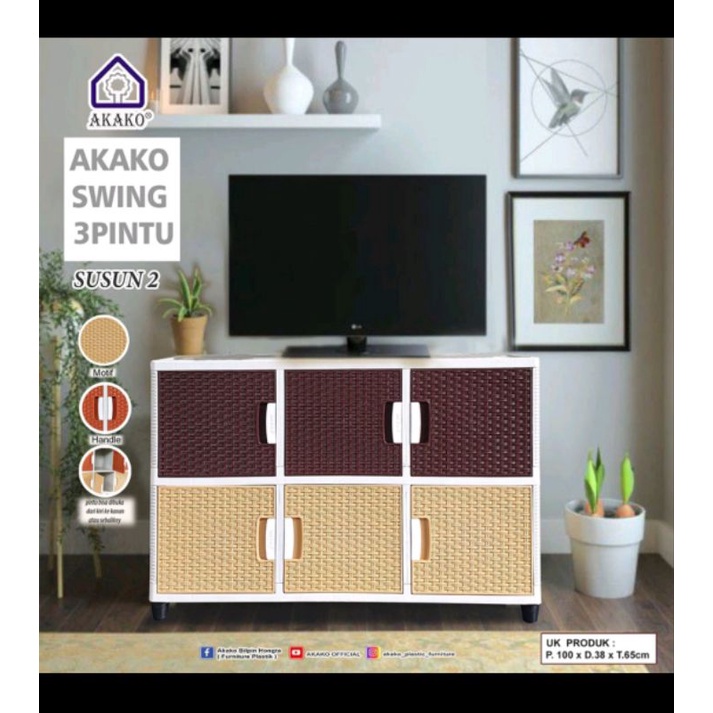 Lemari plastik/ meja/ rak tv Akako Swing serbaguna
