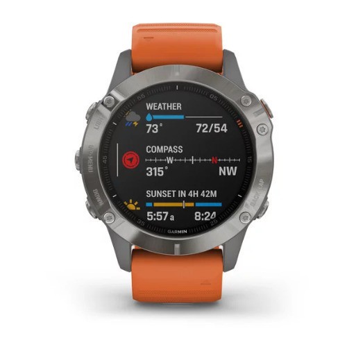 Garmin Fenix 6 Titanium with Ember Orange Band Original Garansi Resmi TAM 2 Tahun