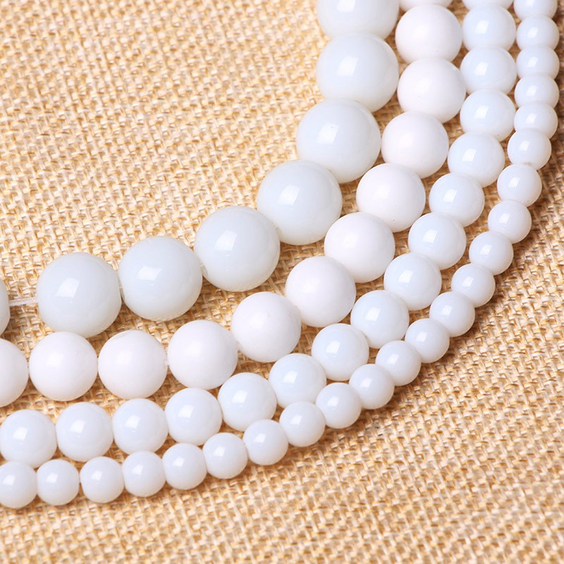 Round Natural White Crystal Stone Loose Spacer Beads Wholesale DIY Jewelry Accessories