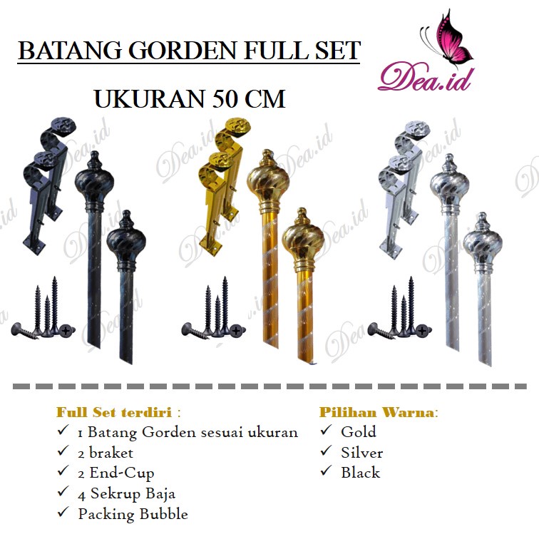 [DEASHOP] [0,5 METER] BATANG GORDEN FULLSET SET TIANG - BATANG ROLLET GORDEN HORDENG PINTU &amp; JENDELA UKURAN 1/2 / 0,5 M