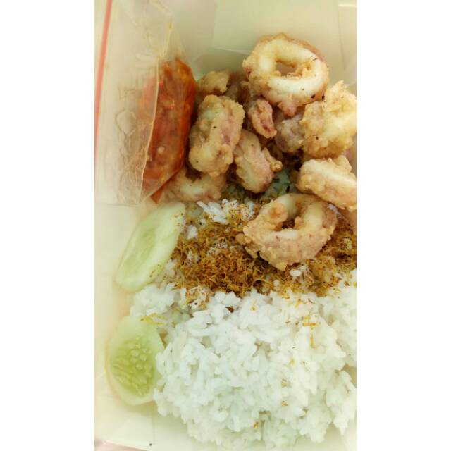 

Paket nasi cumi crispy/pedas