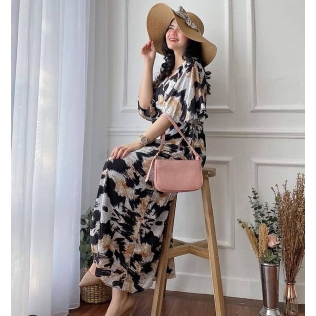 Dress Karen - Dress Rayon Premium Home Dress Import Busui Fashion Korean Style Midi Dress Kekinian