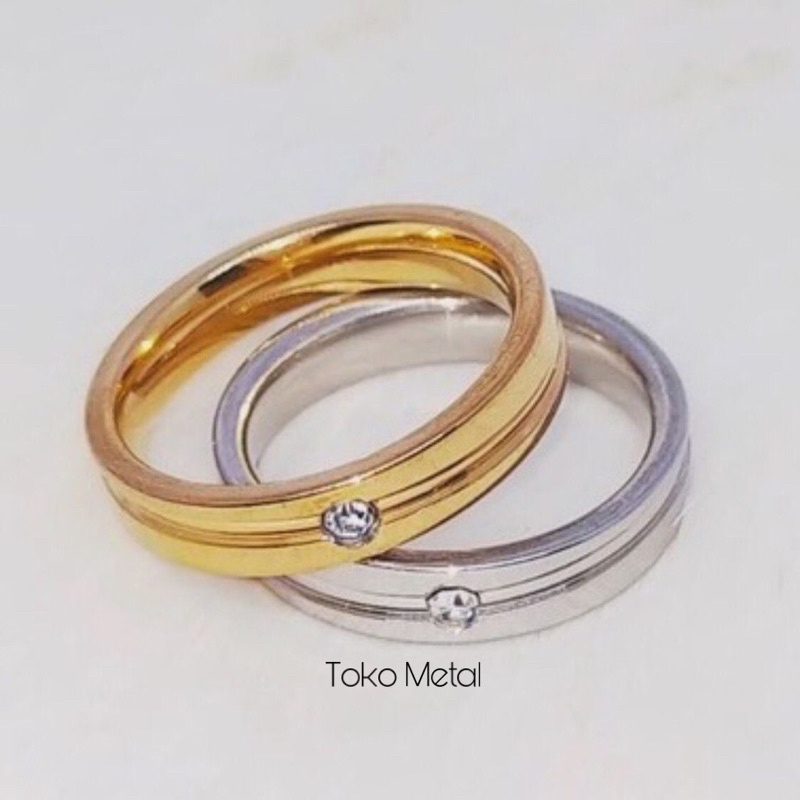 CINCIN TITANIUM MATA SATU SILVER &amp; GOLD PRIA &amp; WANITA [ Toko Metal ]