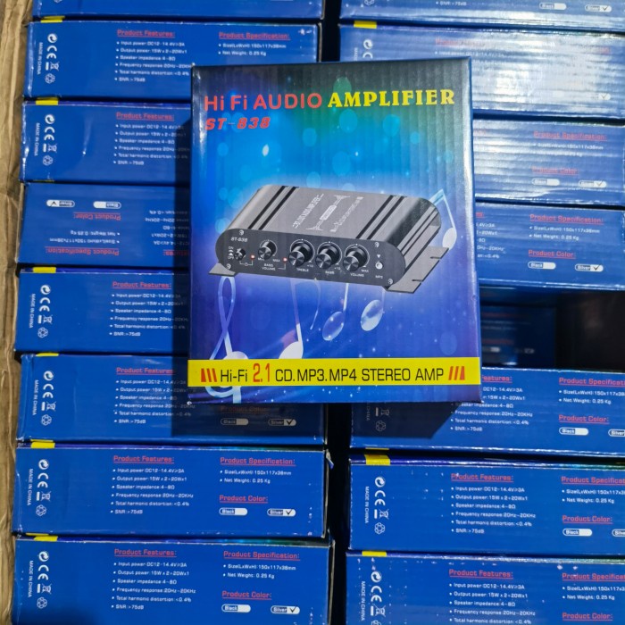 kerndy ST-838 Car 3 Channel Hifi Stereo Amplifier Treble Bass Booster
